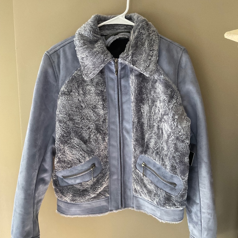 Ultra Suede and Faux Fur Large Jacket